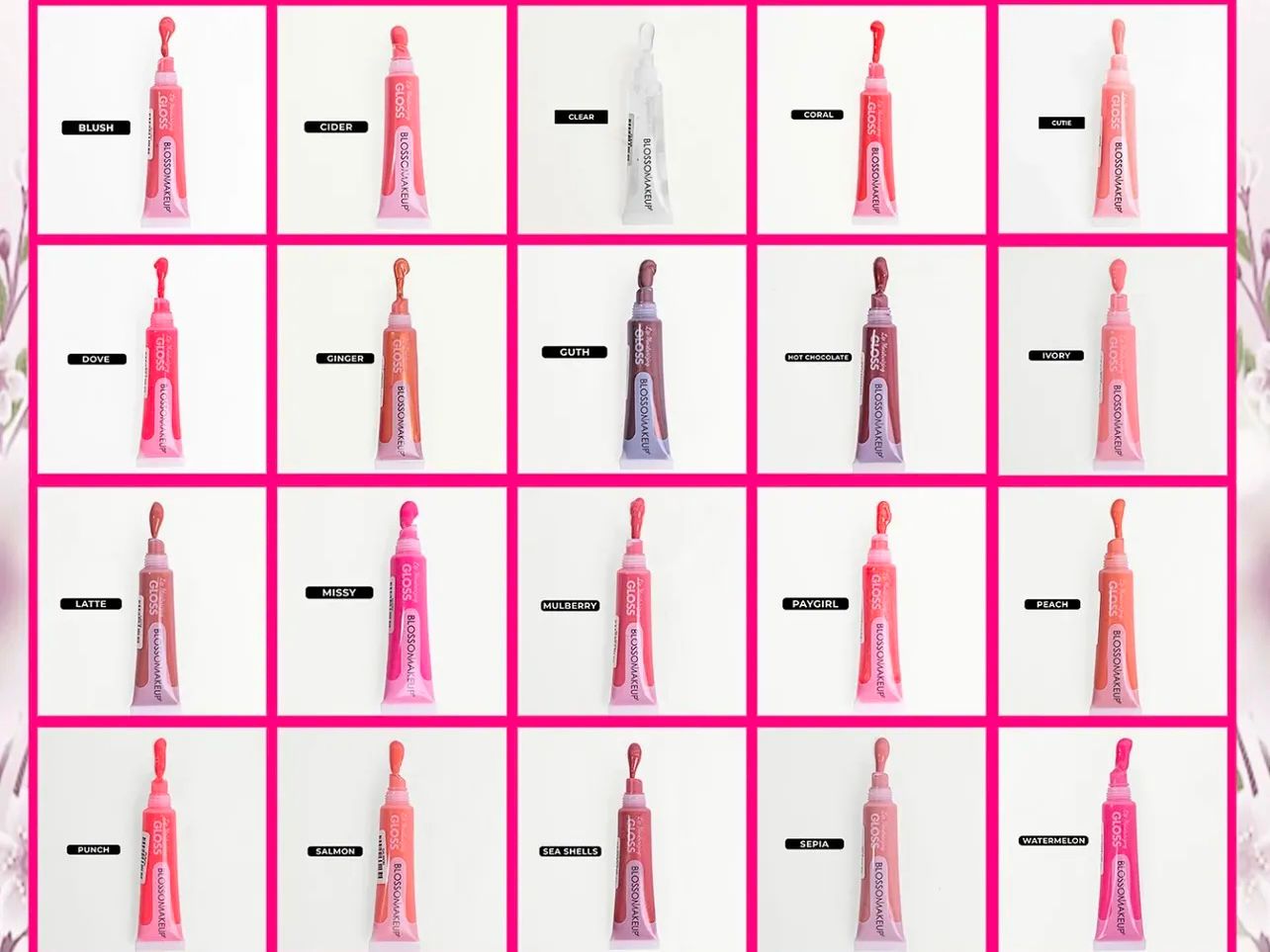 Gloss teinté - BLOSSOM MAKEUP (Lot de 5)